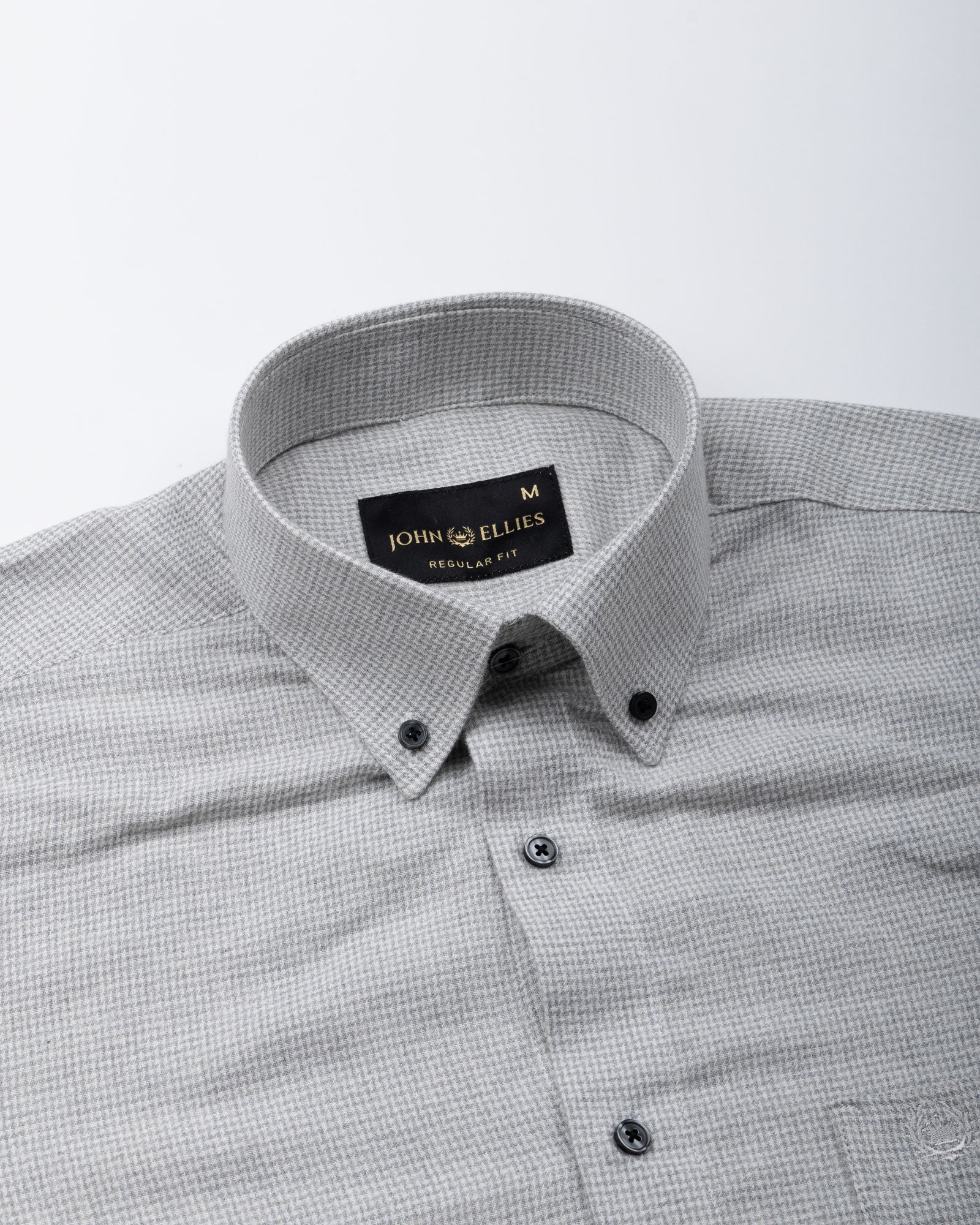 Magnus Silver Houndstooth Cotton Shirt - John Ellies