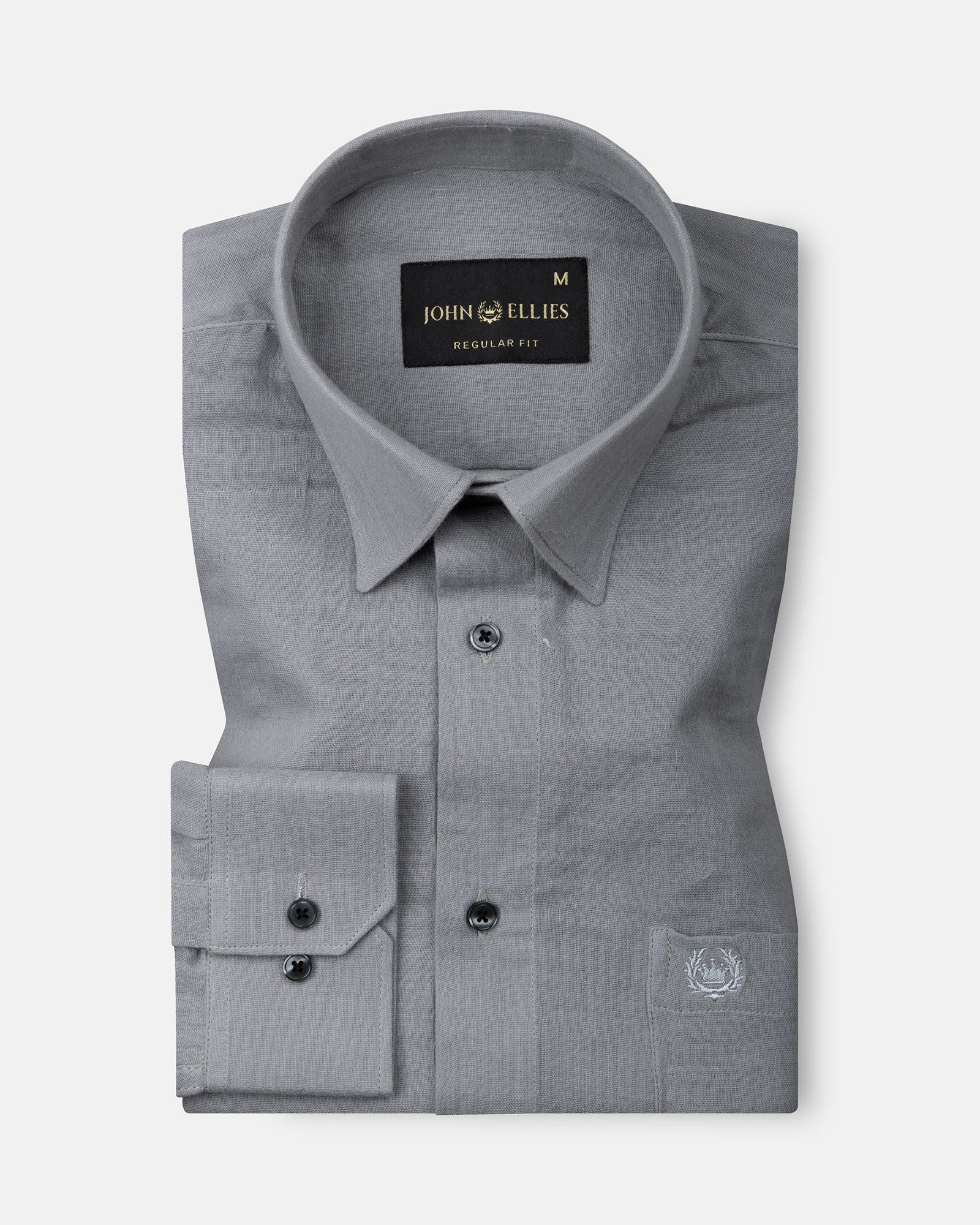 Elixur Grey Plain Linen Shirt - John Ellies