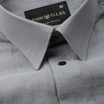 Elixur Grey Plain Linen Shirt - John Ellies