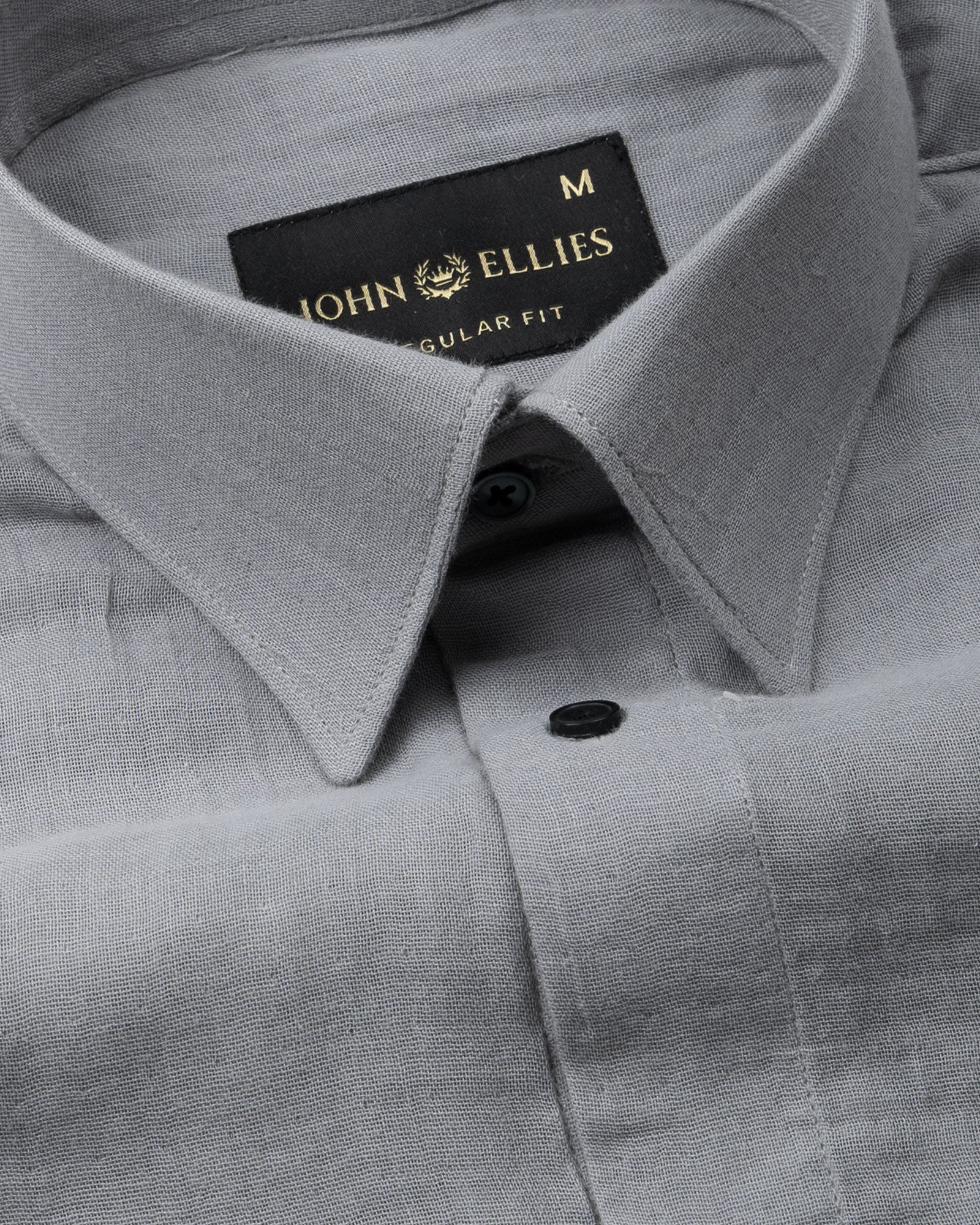 Elixur Grey Plain Linen Shirt - John Ellies