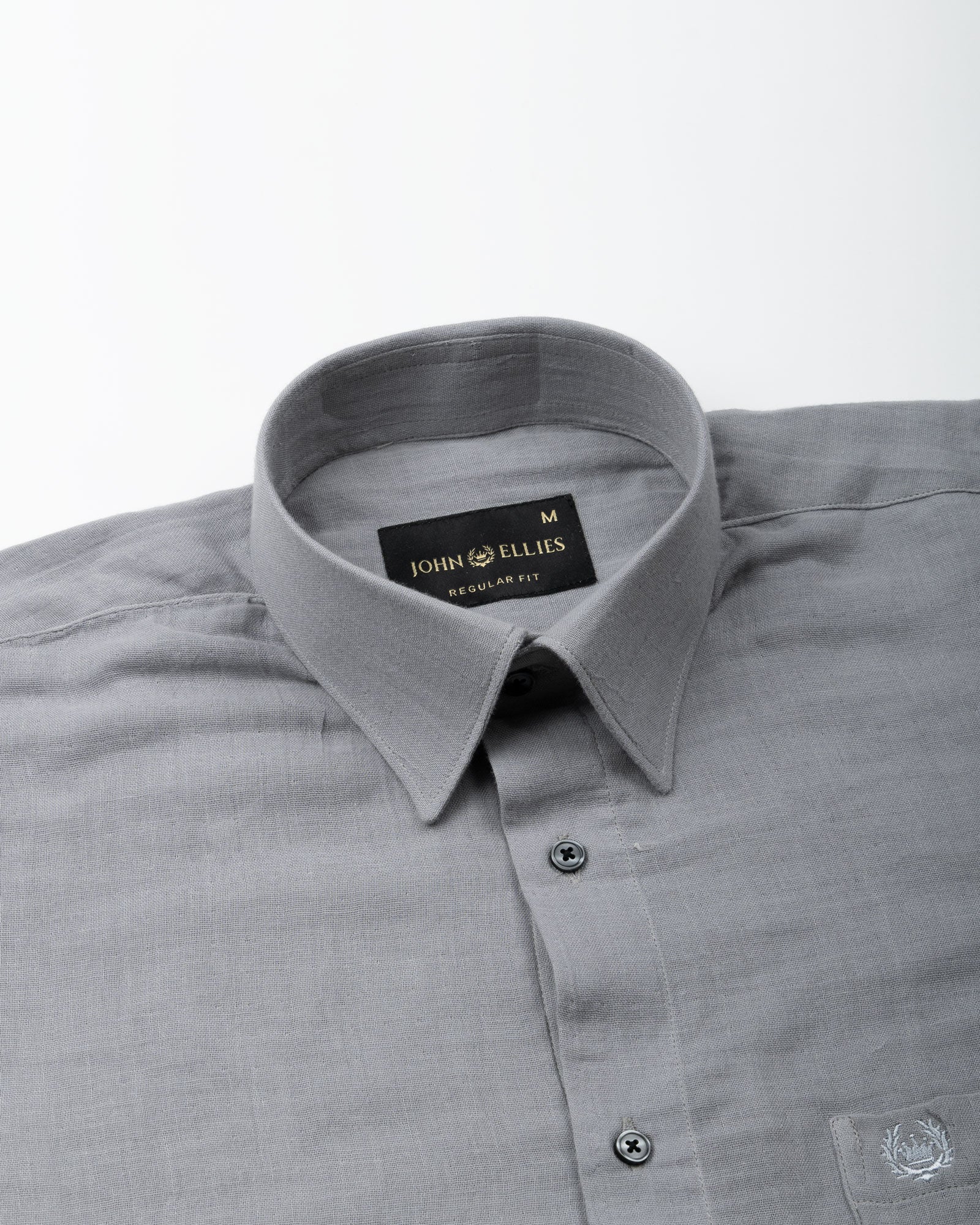 Elixur Grey Plain Linen Shirt - John Ellies