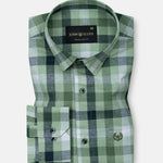 Xyric Green Check Linen Shirt - John Ellies