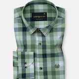 Xyric Green Check Linen Shirt - John Ellies