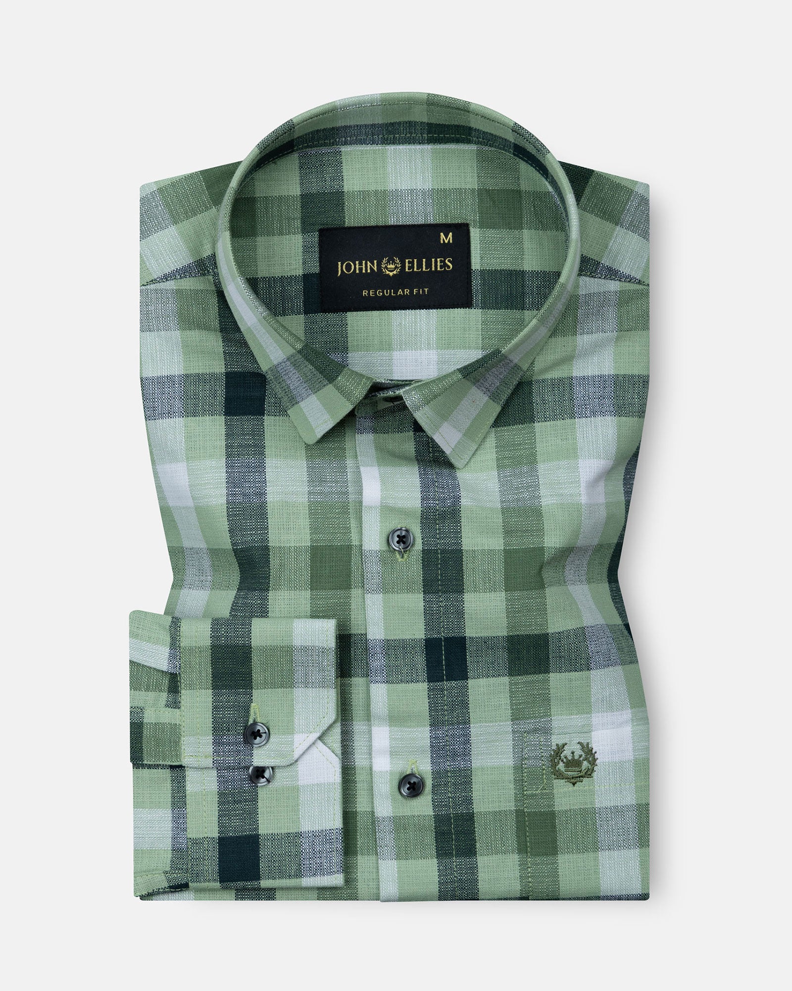 Xyric Green Check Linen Shirt - John Ellies
