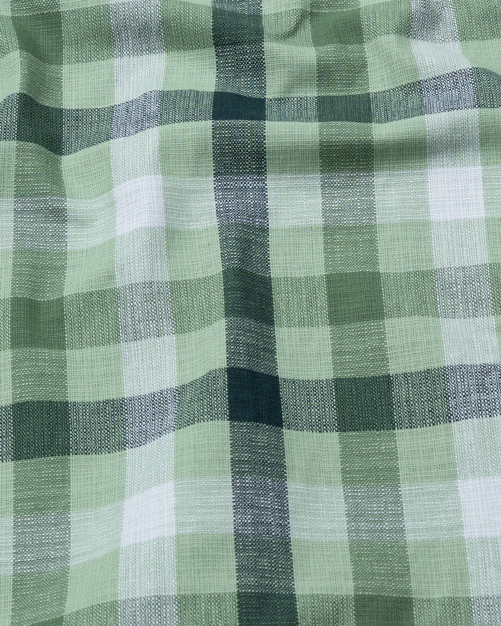 Xyric Green Check Linen Shirt - John Ellies