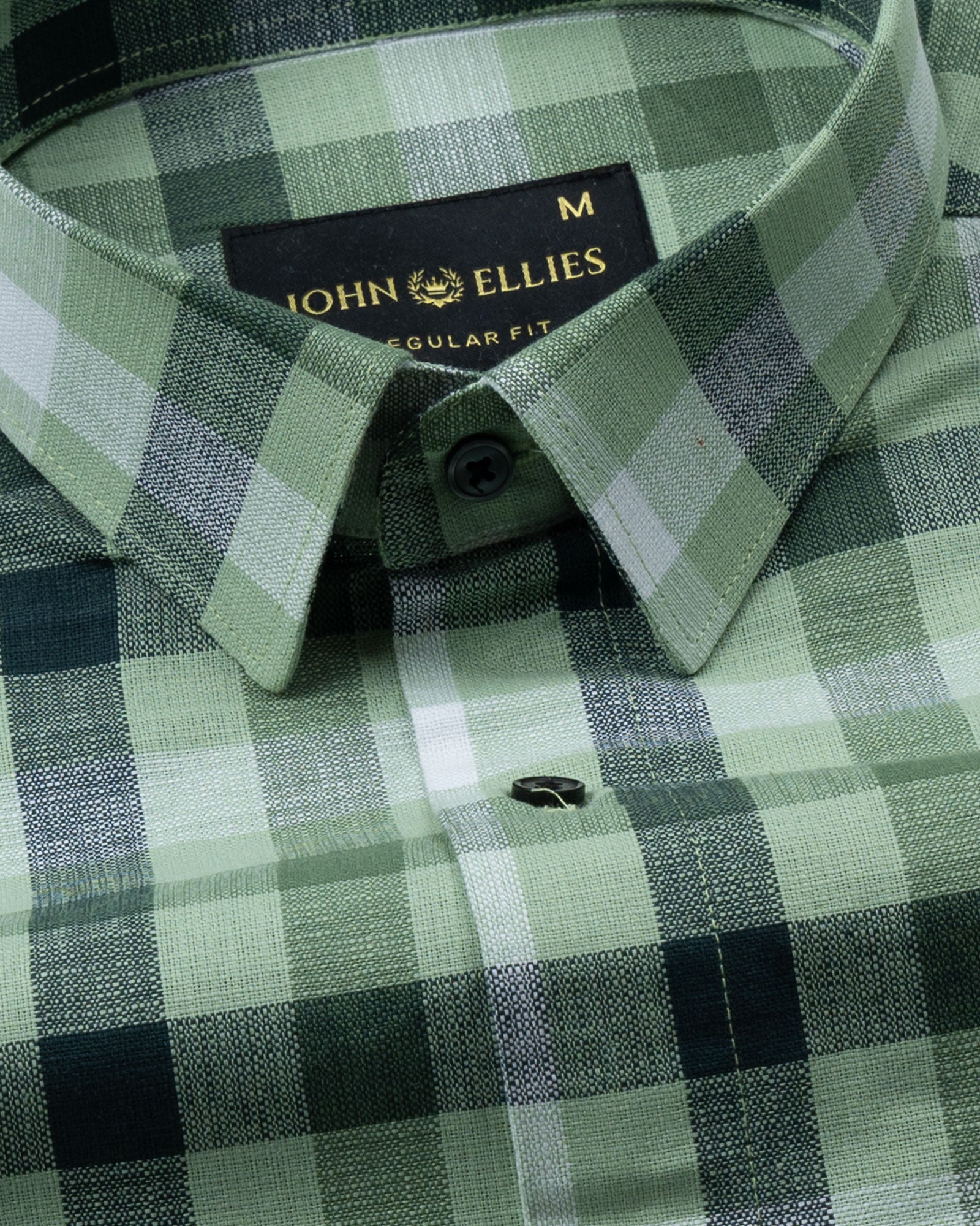 Xyric Green Check Linen Shirt - John Ellies