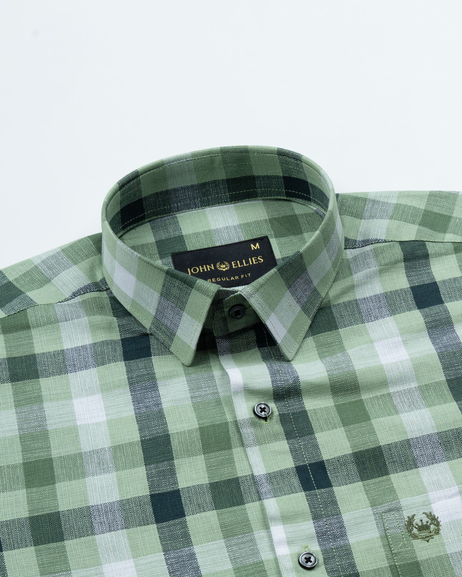 Xyric Green Check Linen Shirt - John Ellies