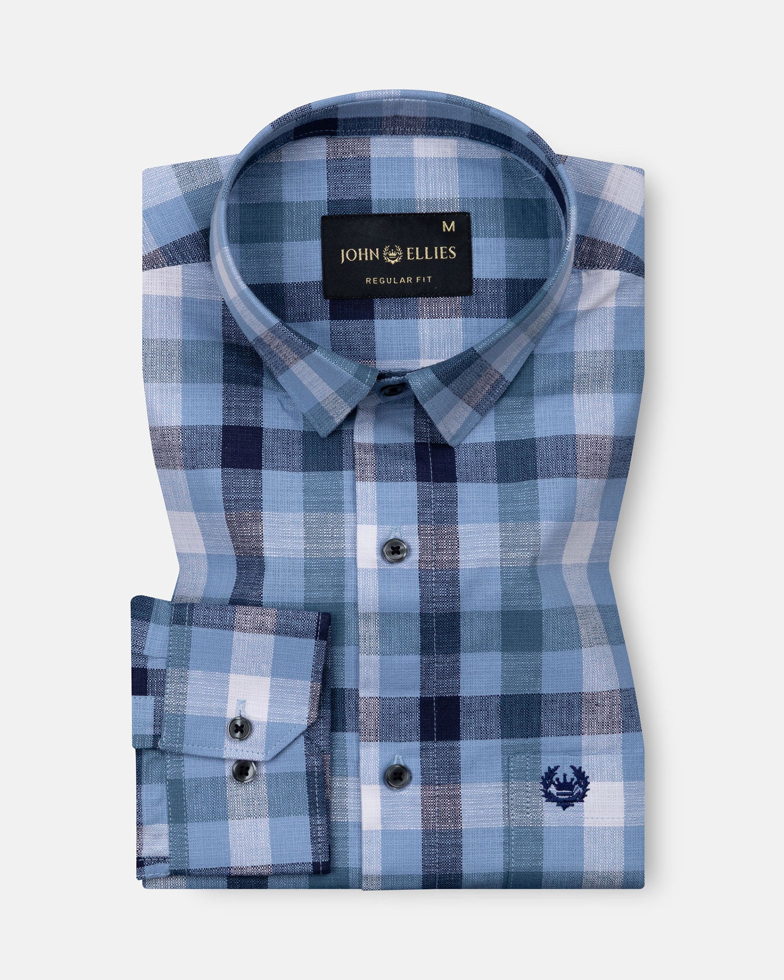 Xyric Blue Check Linen Shirt - John Ellies