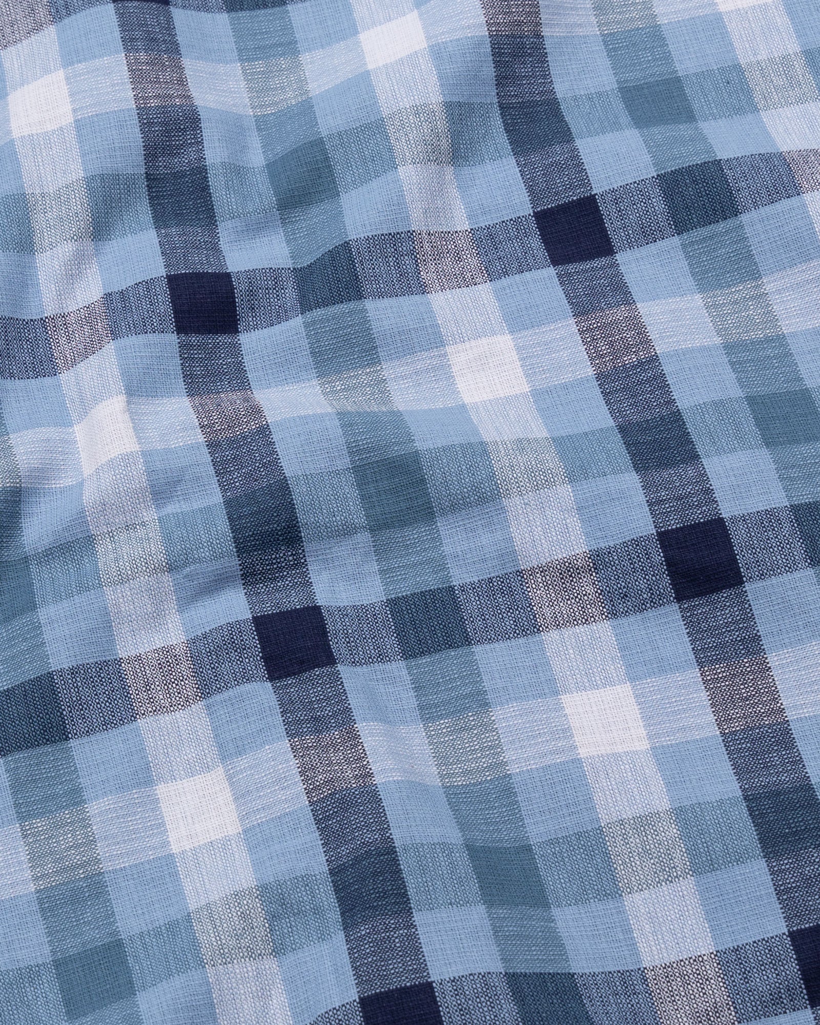 Xyric Blue Check Linen Shirt - John Ellies