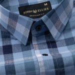 Xyric Blue Check Linen Shirt - John Ellies