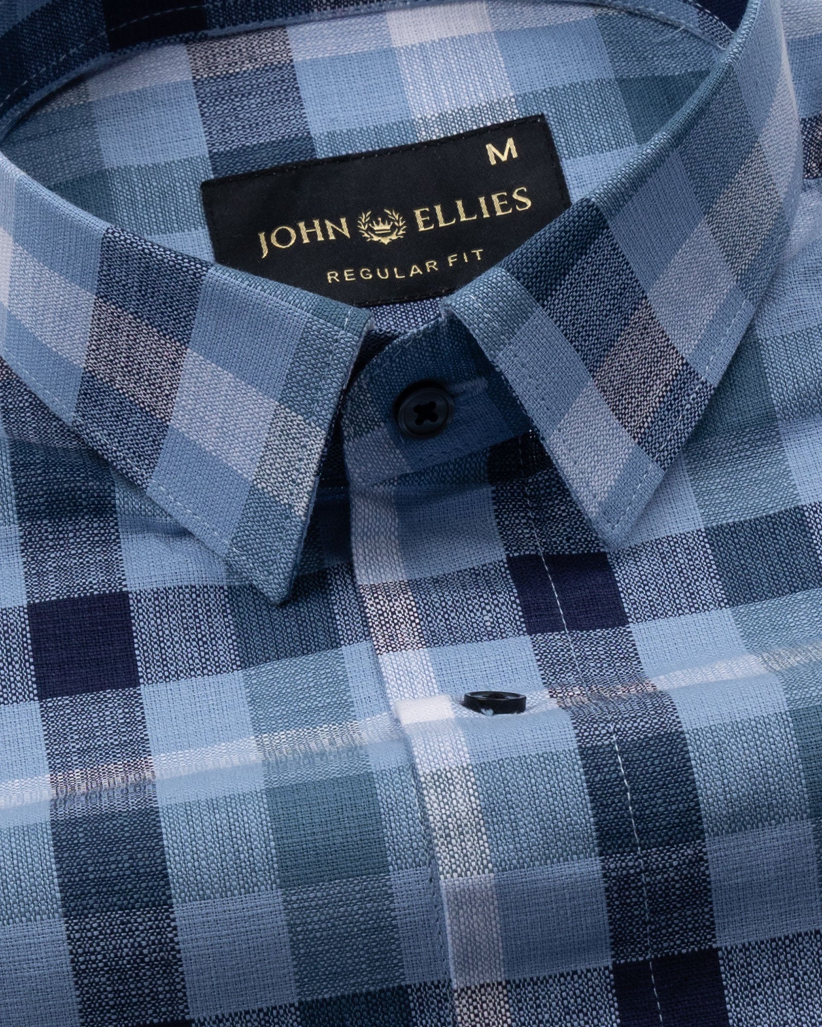 Xyric Blue Check Linen Shirt - John Ellies