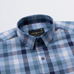 Xyric Blue Check Linen Shirt - John Ellies