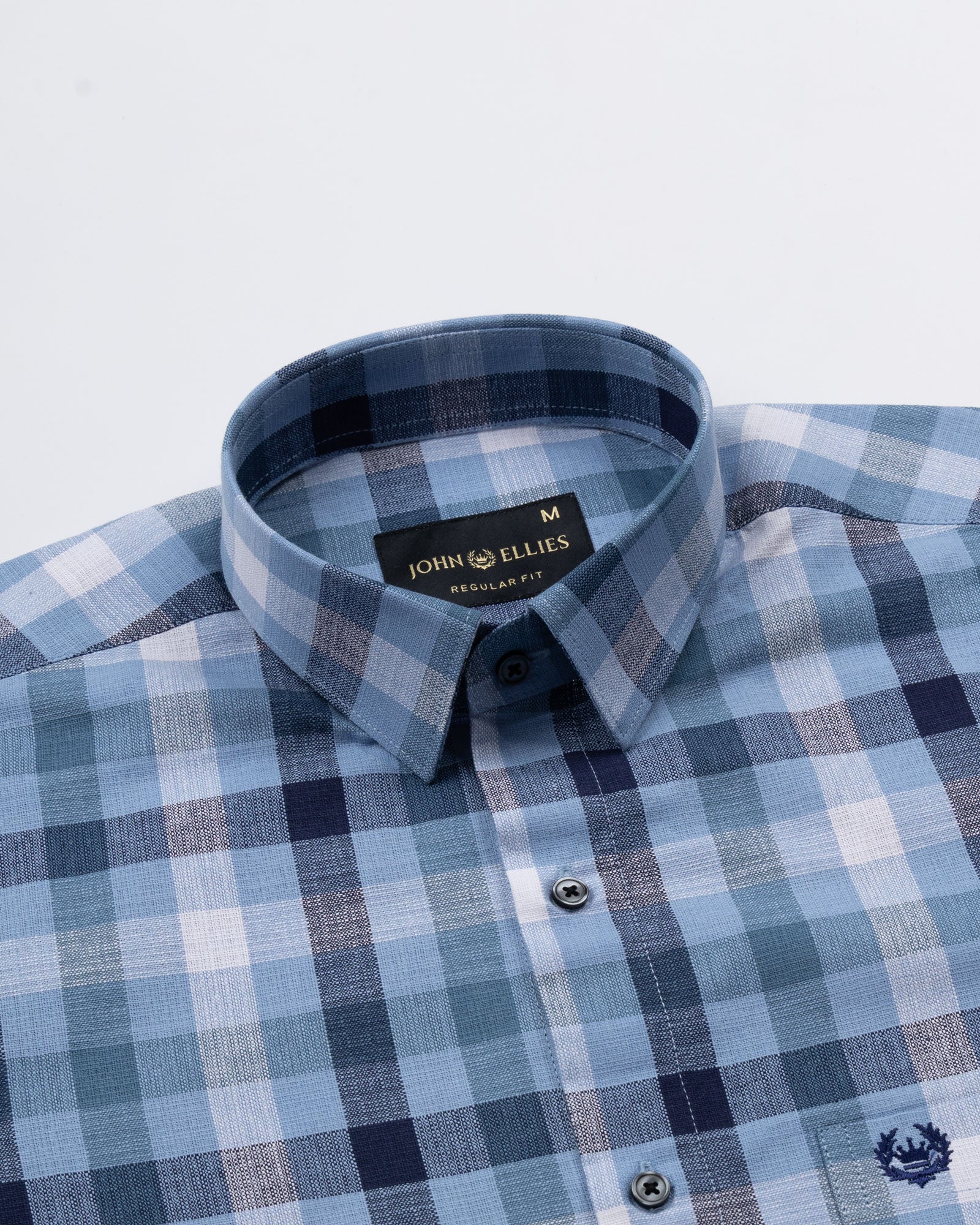 Xyric Blue Check Linen Shirt - John Ellies
