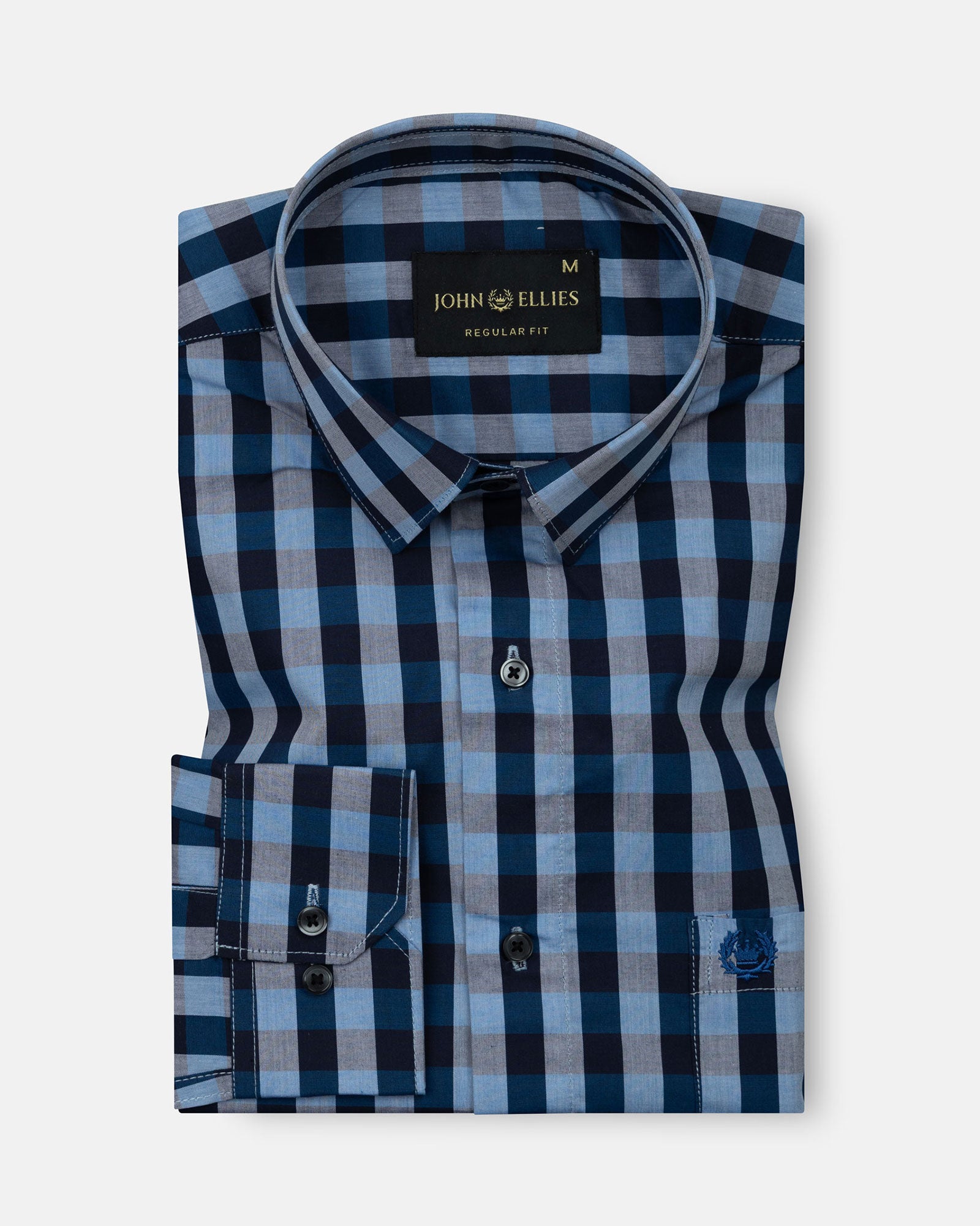 Xyric Blue Check Cotton Shirt - John Ellies