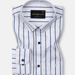 Xyric Blue Stripe Cotton Shirt - John Ellies