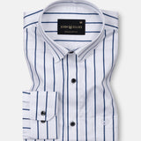 Xyric Blue Stripe Cotton Shirt - John Ellies