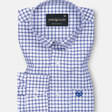 Celia Navy Blue Check Cotton Shirt