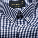 Oberon Navy Blue Check Button Down Cotton Shirt
