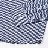 Oberon Navy Blue Check Button Down Cotton Shirt