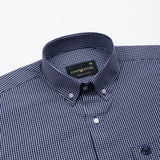 Oberon Navy Blue Check Button Down Oxford Cotton Shirt