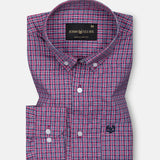 Oberon Red Check Button Down Cotton Shirt