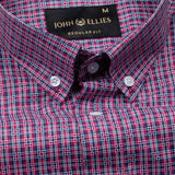 Oberon Red Check Button Down Cotton Shirt