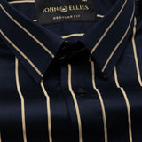 Esme Navy Blue Stripe Cotton Shirt