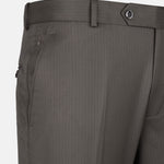 Beans Olive Grey Stripe Formal Cotton Pant - John Ellies