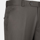 Beans Olive Grey Stripe Formal Cotton Pant - John Ellies
