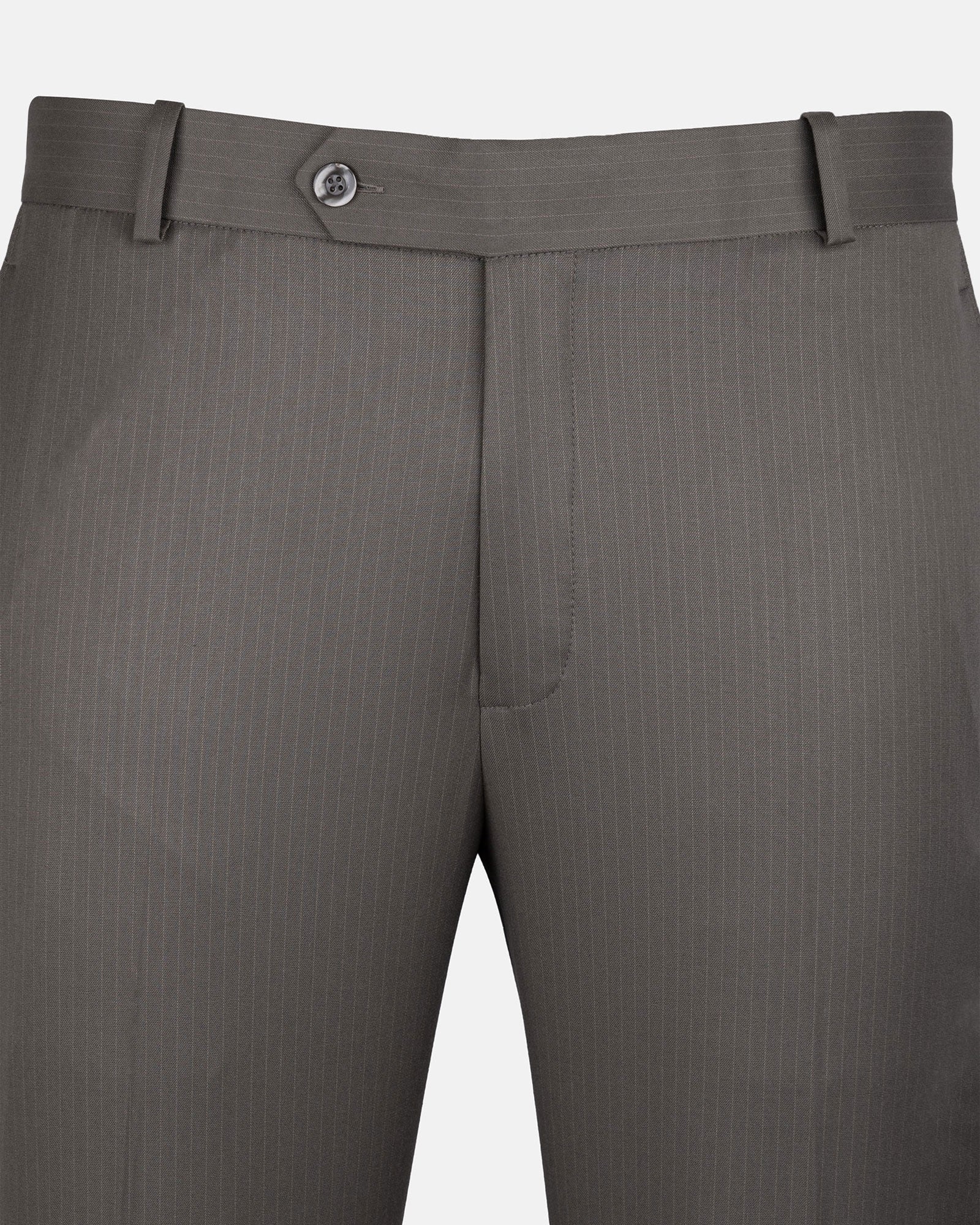 Beans Olive Grey Stripe Formal Cotton Pant - John Ellies
