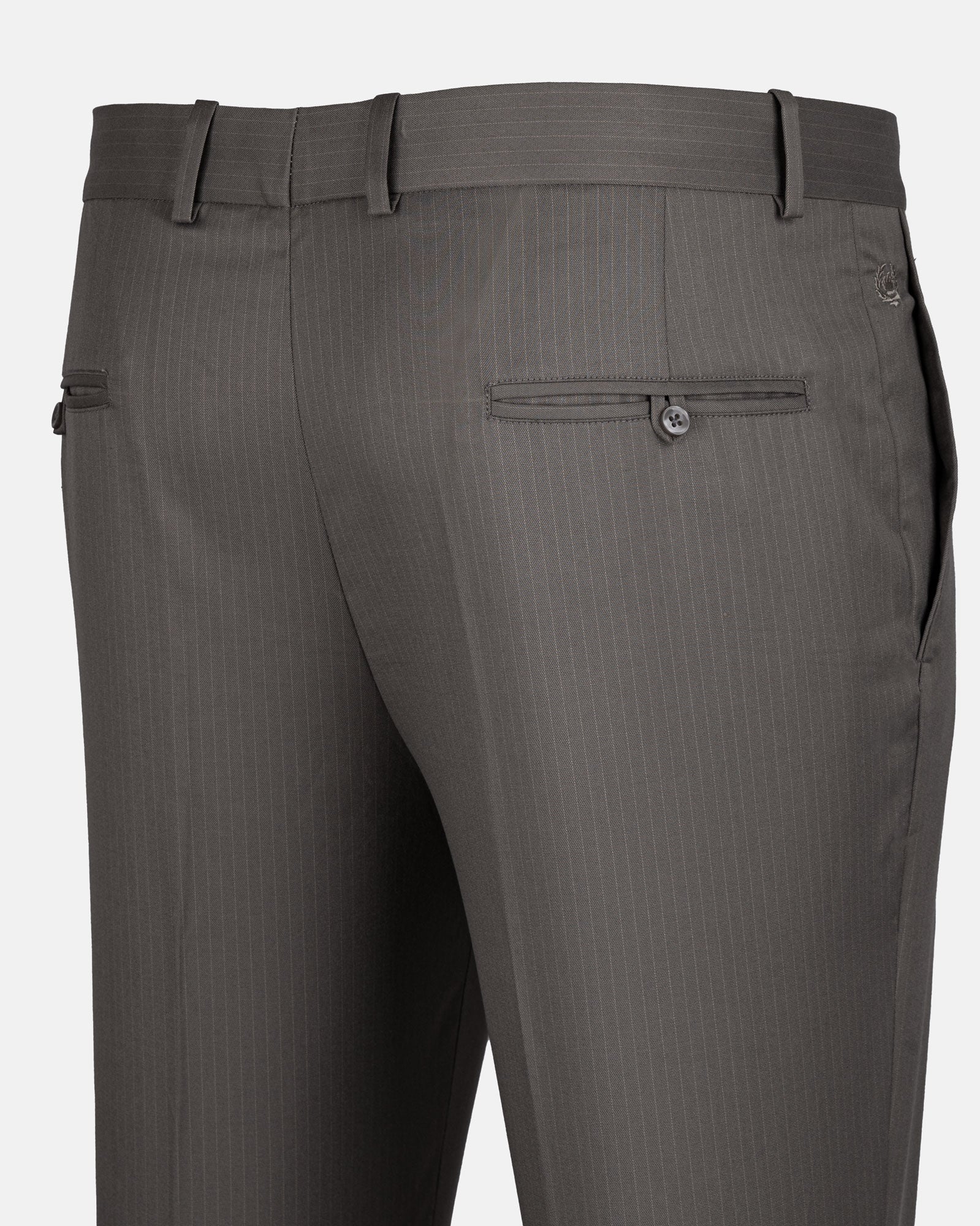 Beans Olive Grey Stripe Formal Cotton Pant - John Ellies