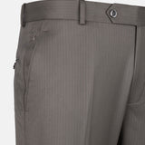 Beans Olive Grey Stripe Formal Cotton Pant