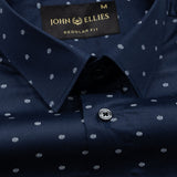 Iearus Navy Blue Cotton Printed Shirt