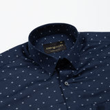 Iearus Navy Blue Cotton Printed Shirt