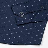 Iearus Navy Blue Cotton Printed Shirt