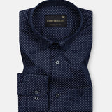 Iearus Navy Blue With Dots Cotton Printed Shirt