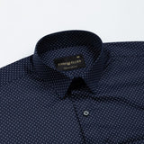 Iearus Navy Blue With Dots Cotton Printed Shirt
