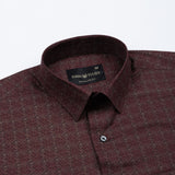 Iearus Maroon Cotton Printed Shirt