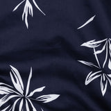 Iearus Navy Blue Leaf Cotton Printed Shirt