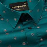 Iearus Green Cotton Printed Shirt