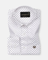 Iearus White With Black Dots Cotton Printed Shirt