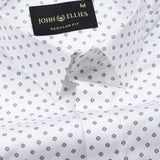 Iearus White With Blue Dots Cotton Printed Shirt