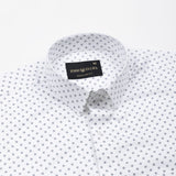 Iearus White With Blue Dots Cotton Printed Shirt