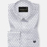 Iearus White With Black Triangle Cotton Printed Shirt