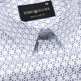 Iearus White With Blue Triangle Cotton Printed Shirt