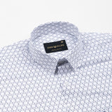 Iearus White With Blue Triangle Cotton Printed Shirt