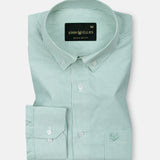 Serac Green Stripe Button Down Cotton Shirt - John Ellies