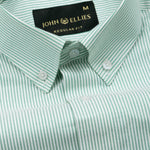 Serac Green Stripe Button Down Cotton Shirt - John Ellies