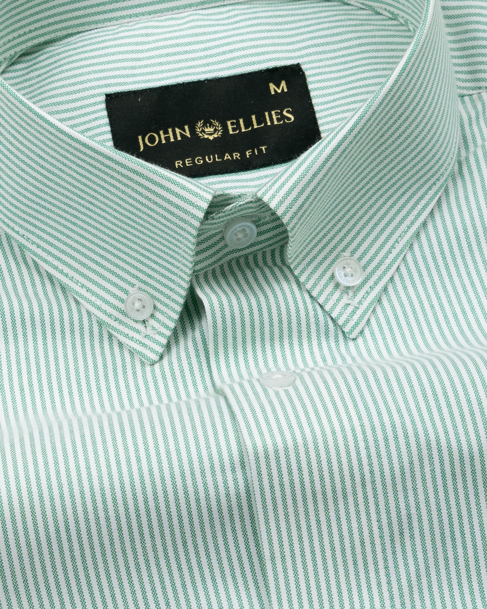 Serac Green Stripe Button Down Cotton Shirt - John Ellies