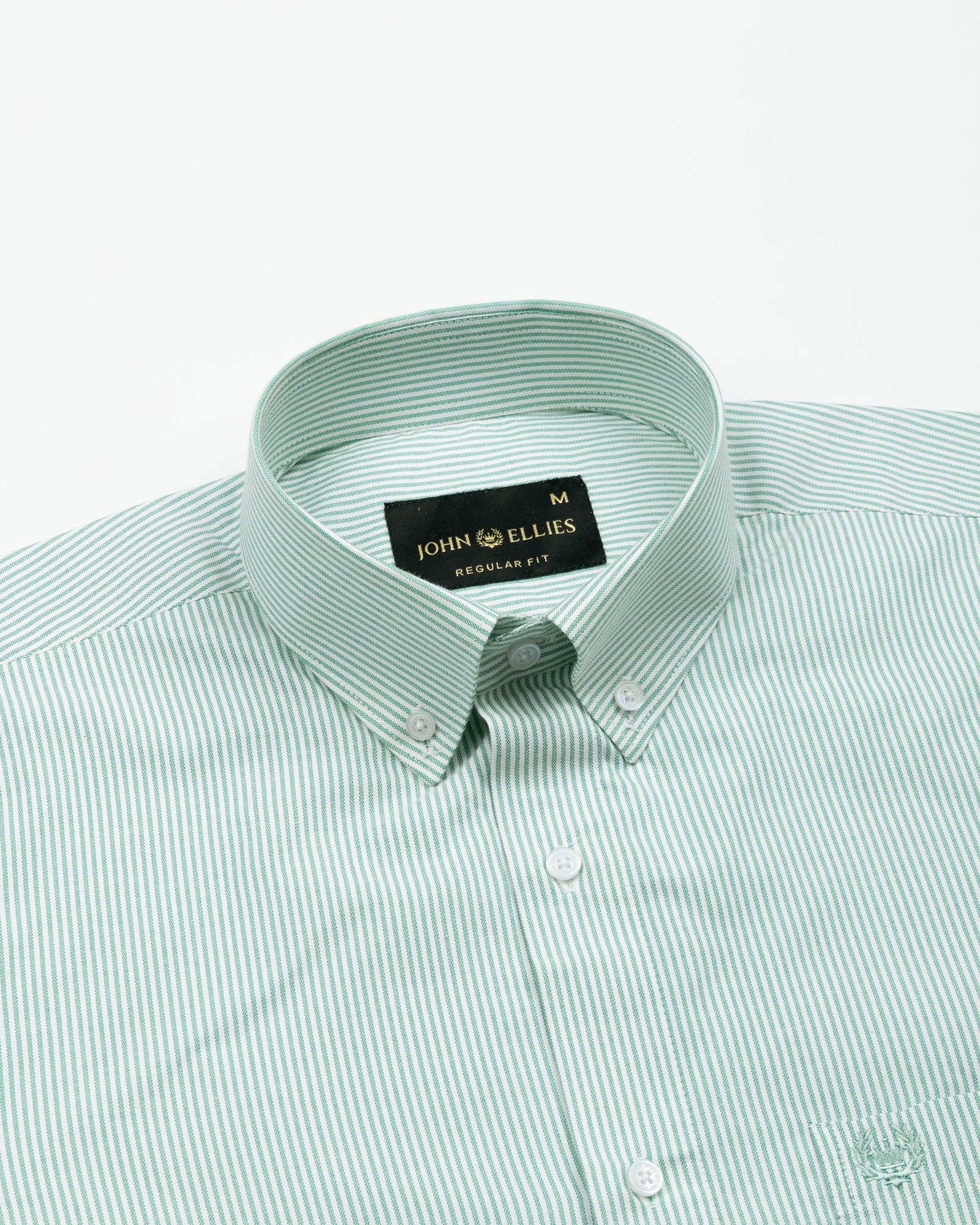 Serac Green Stripe Button Down Cotton Shirt - John Ellies